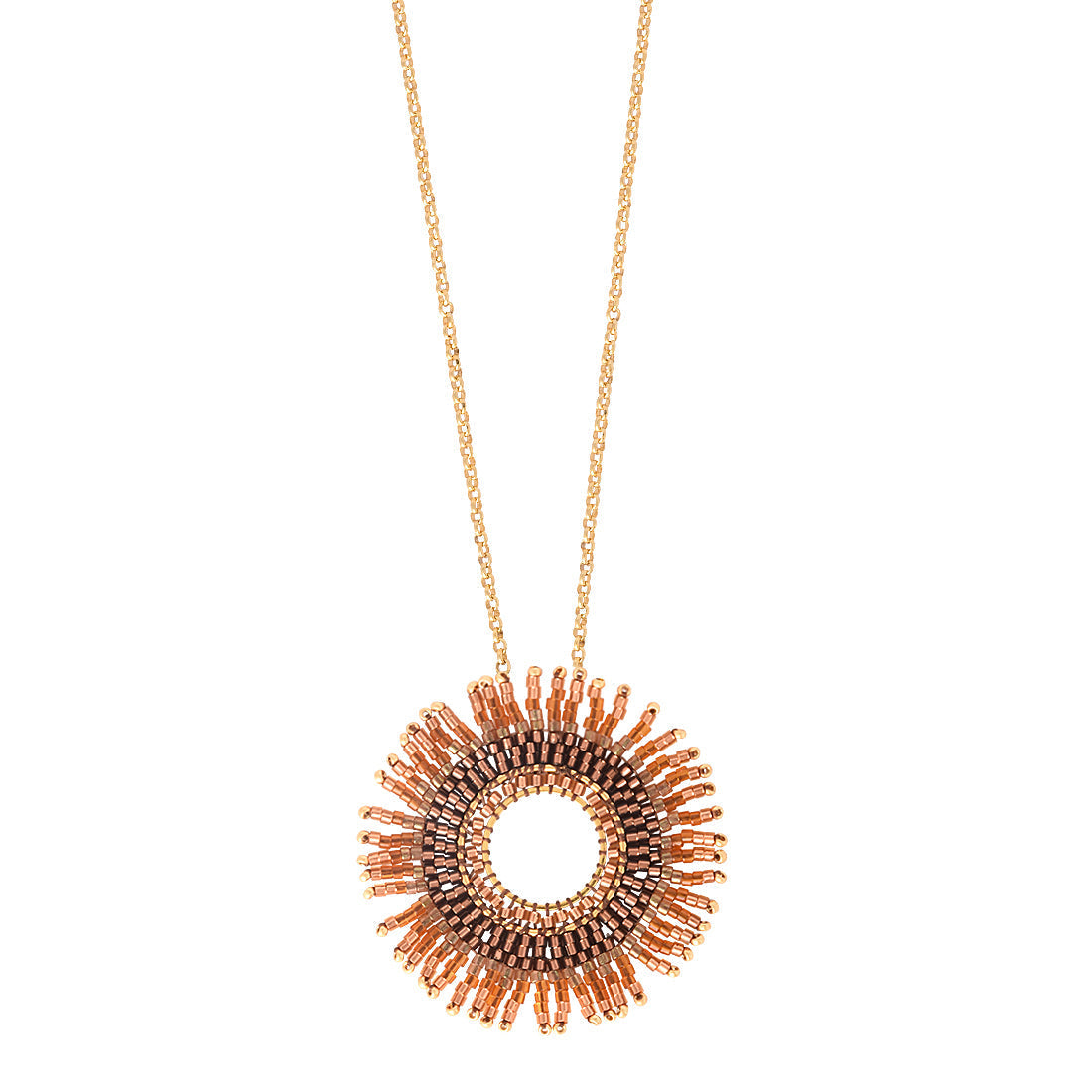 Collar Fringe Sun Largo Cobre/Ambar