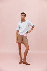 STRIPE SHORT (COFFEE)