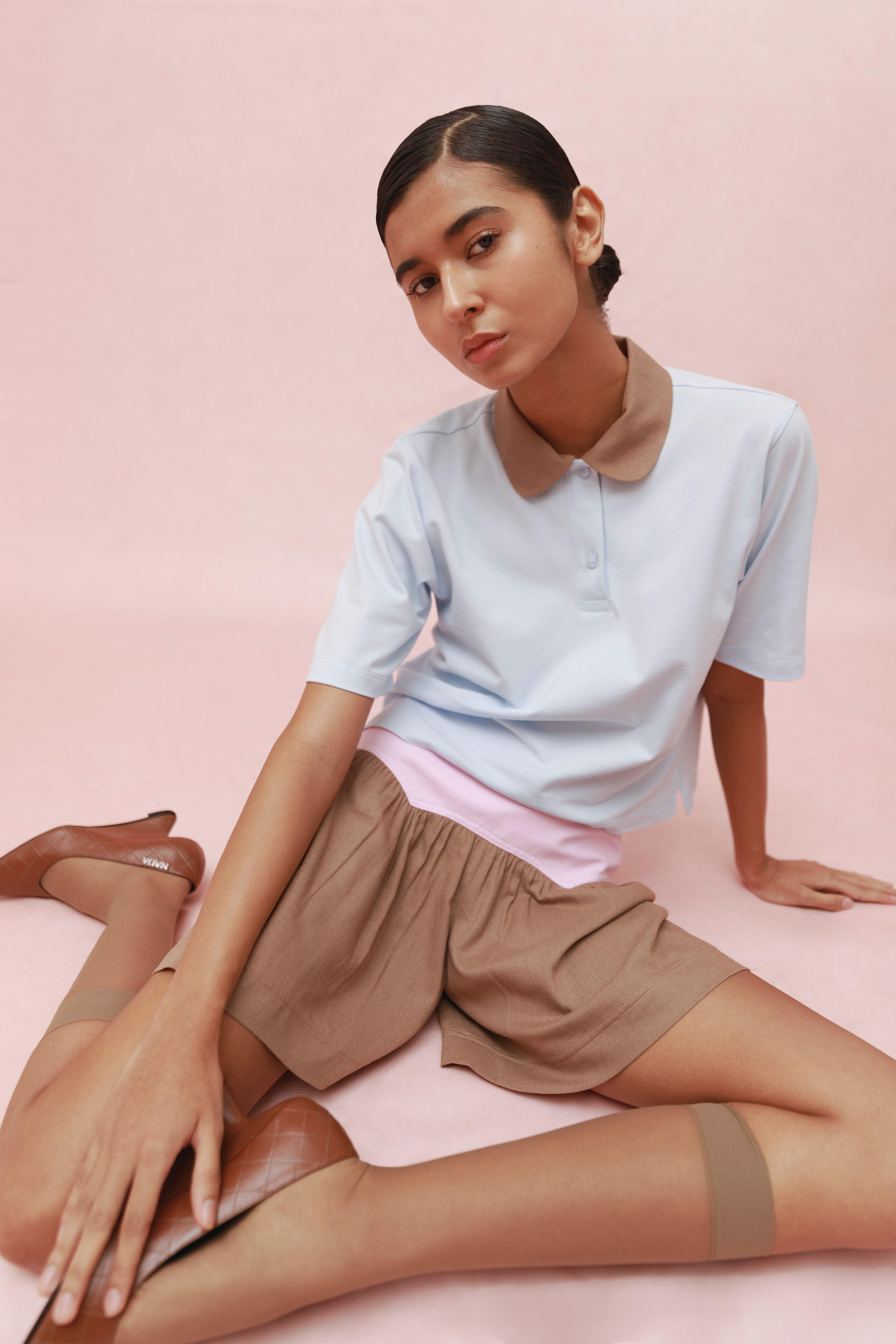 STRIPE SHORT (COFFEE)