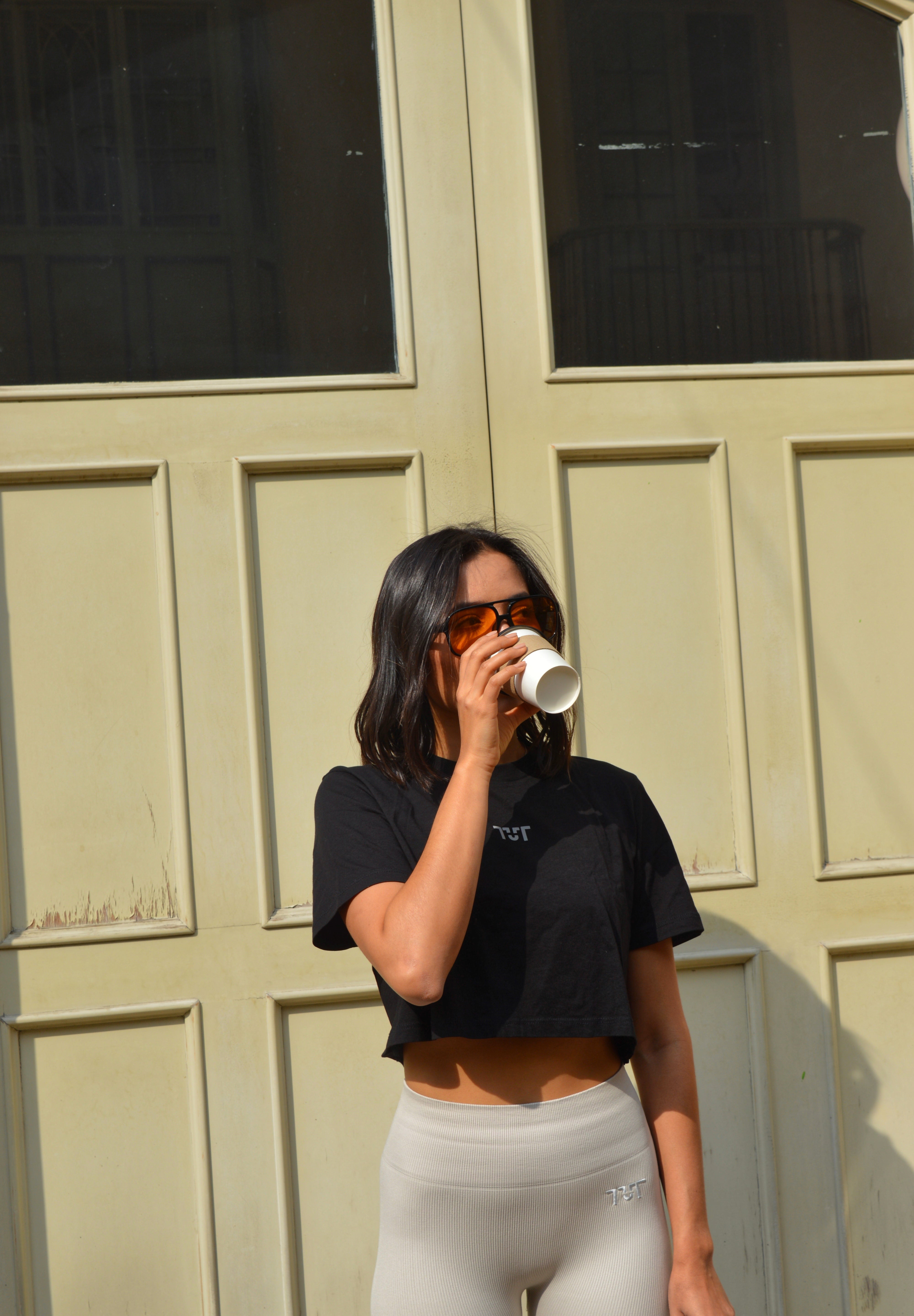 Oversized Cropped T-shirt Black