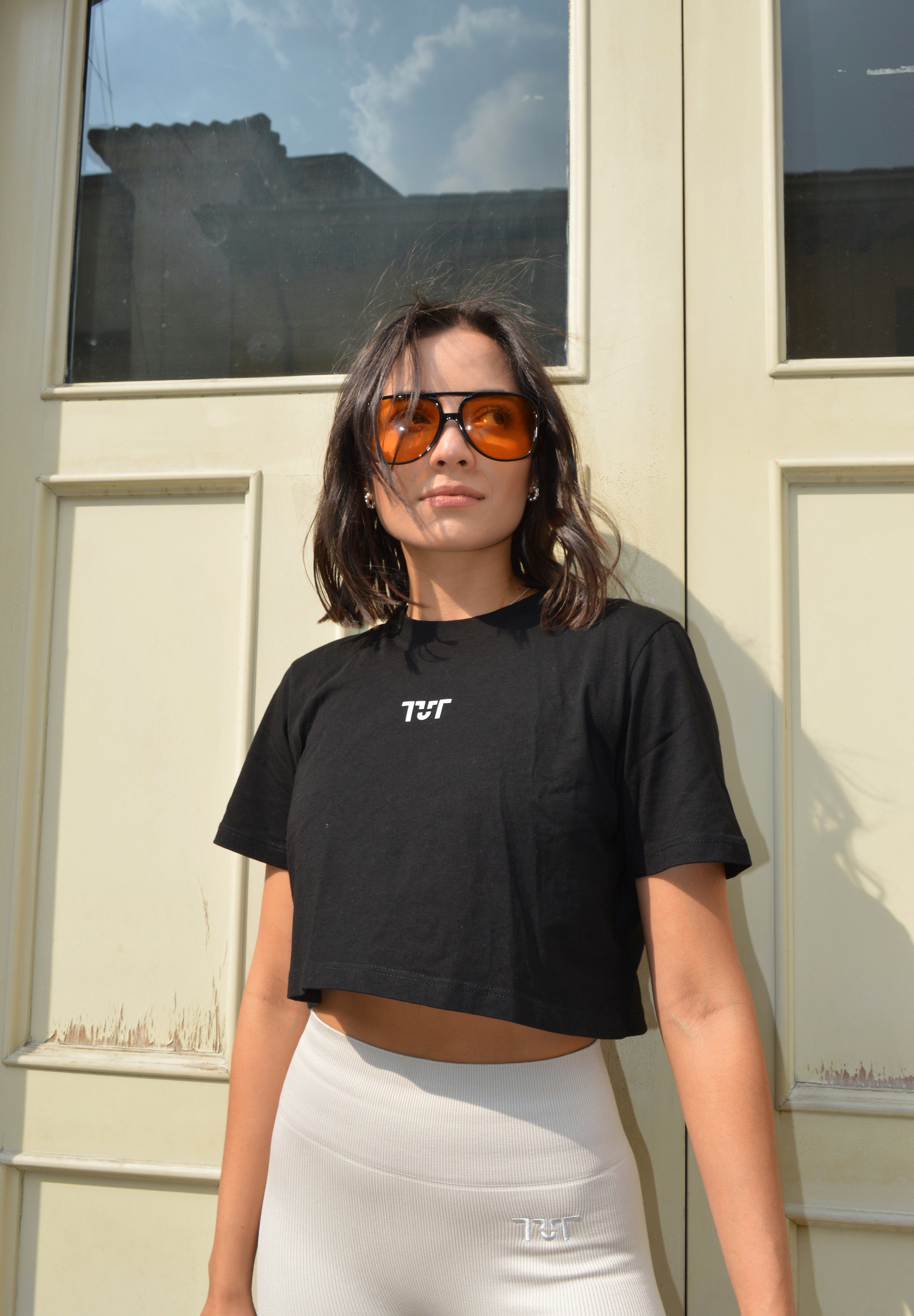 Oversized Cropped T-shirt Black