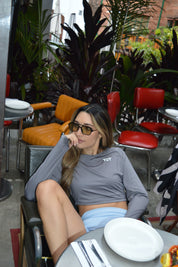Long-sleeve Dry-fit Crop Top Grey