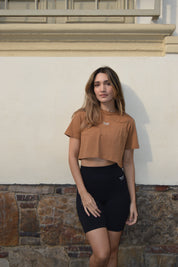 Oversized Cropped T-shirt Cocoa