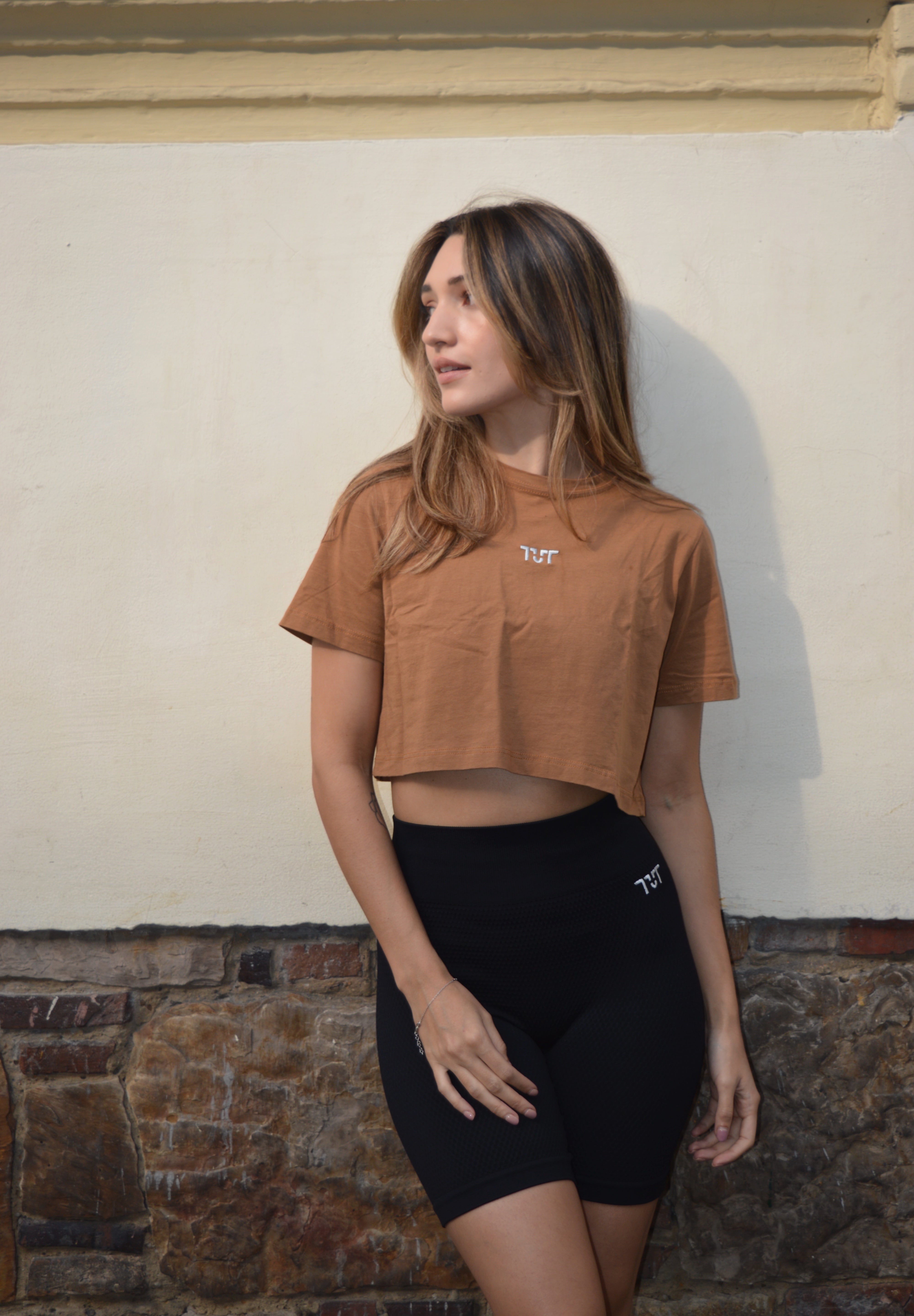 Oversized Cropped T-shirt Cocoa