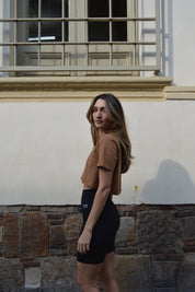 Oversized Cropped T-shirt Cocoa