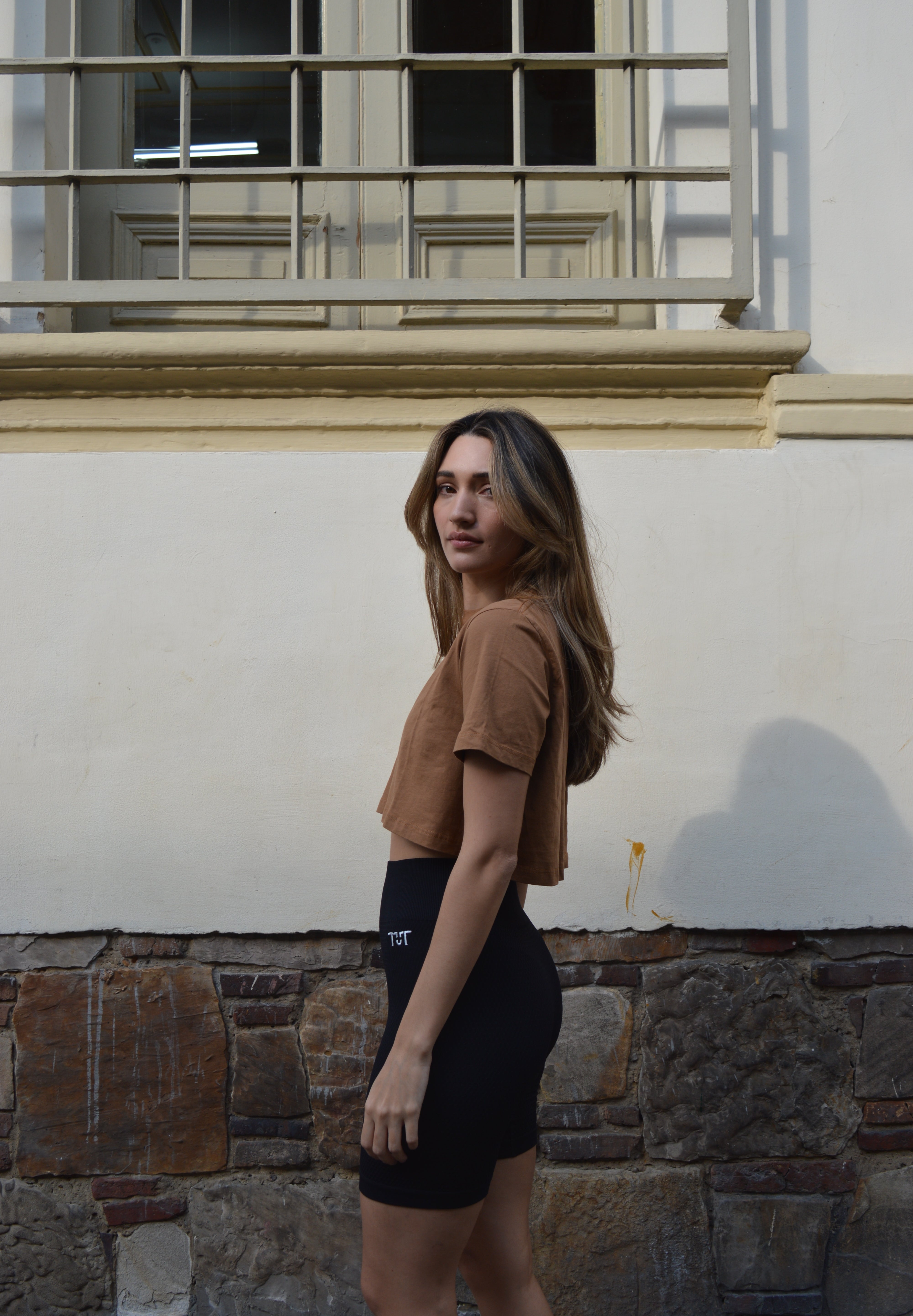 Oversized Cropped T-shirt Cocoa