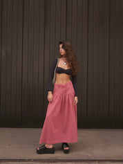 SAND STRIPE SKIRT (CHERRY)