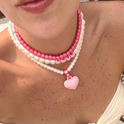 COLLAR CON CADENA DE PERLAS Y DIJE DE RELICARIO