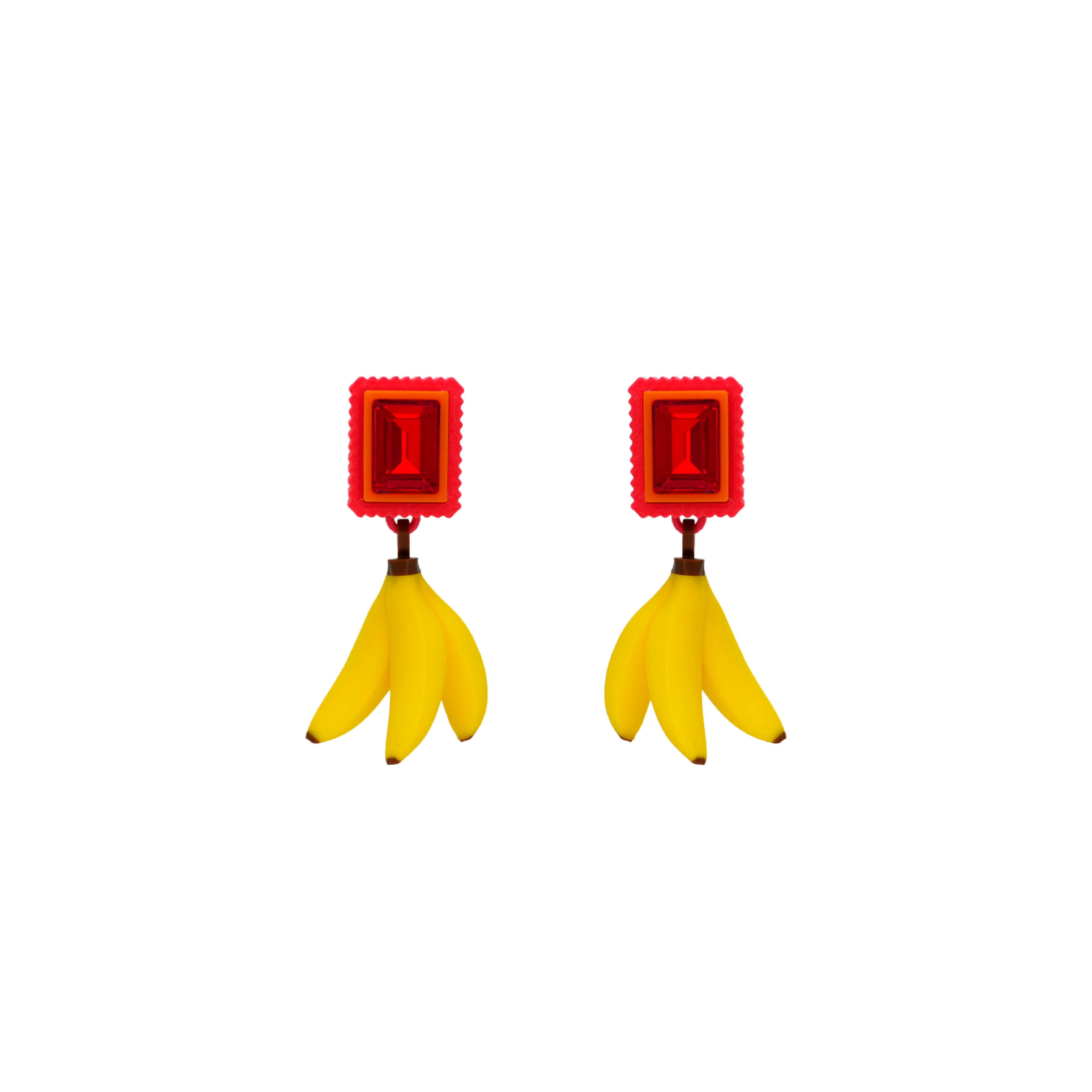 ARETES CRISTAL CON DIJE DE BANANO