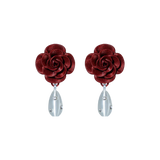 ARETES DE ROSAS CON DIJE DE PERLA