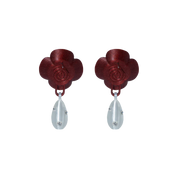 ARETES DE ROSAS CON DIJE DE PERLA
