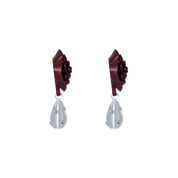 ARETES DE ROSAS CON DIJE DE PERLA